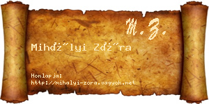 Mihályi Zóra névjegykártya